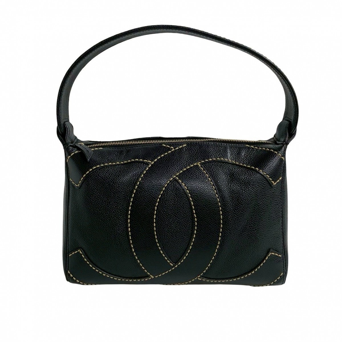 CHANEL Handbag Matt caviar skin black Wild stitch COCO Mark Women