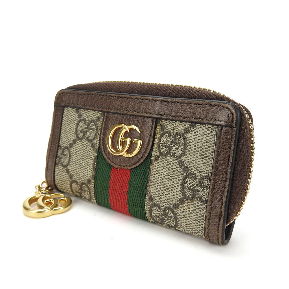 GUCCI Key case Key holder  523157 GG Supreme canvas, leather beige Sherry line Off deer unisex(Unisex)