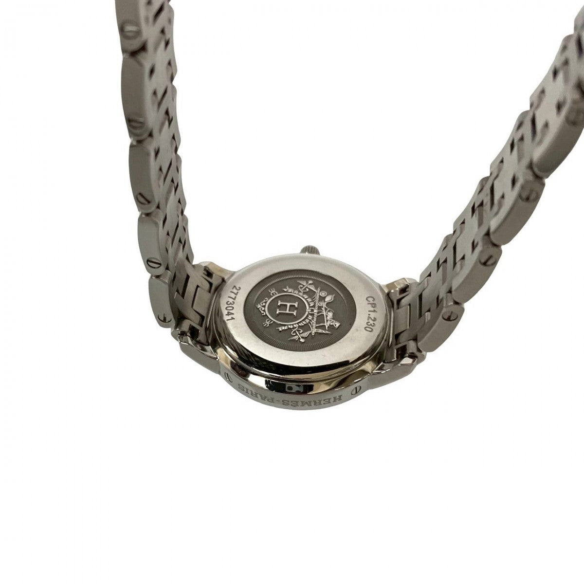 HERMES Watches Stainless steel Silver Quartz clipper diamond bezel mens
