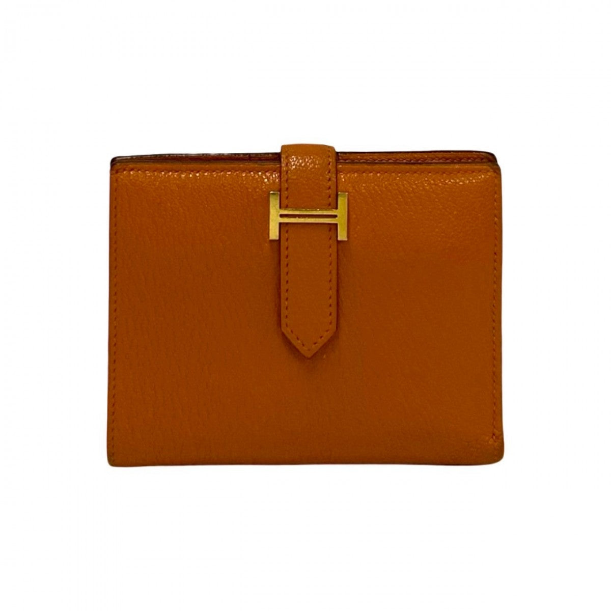 HERMES Bifold Wallet Shave Orange Bean compact Women