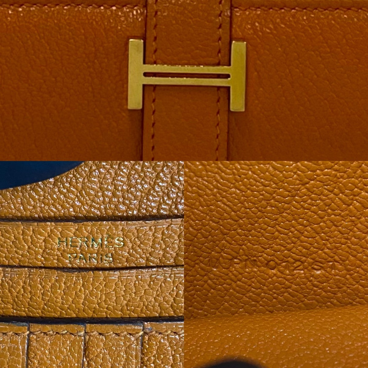 HERMES Bifold Wallet Shave Orange Bean compact Women