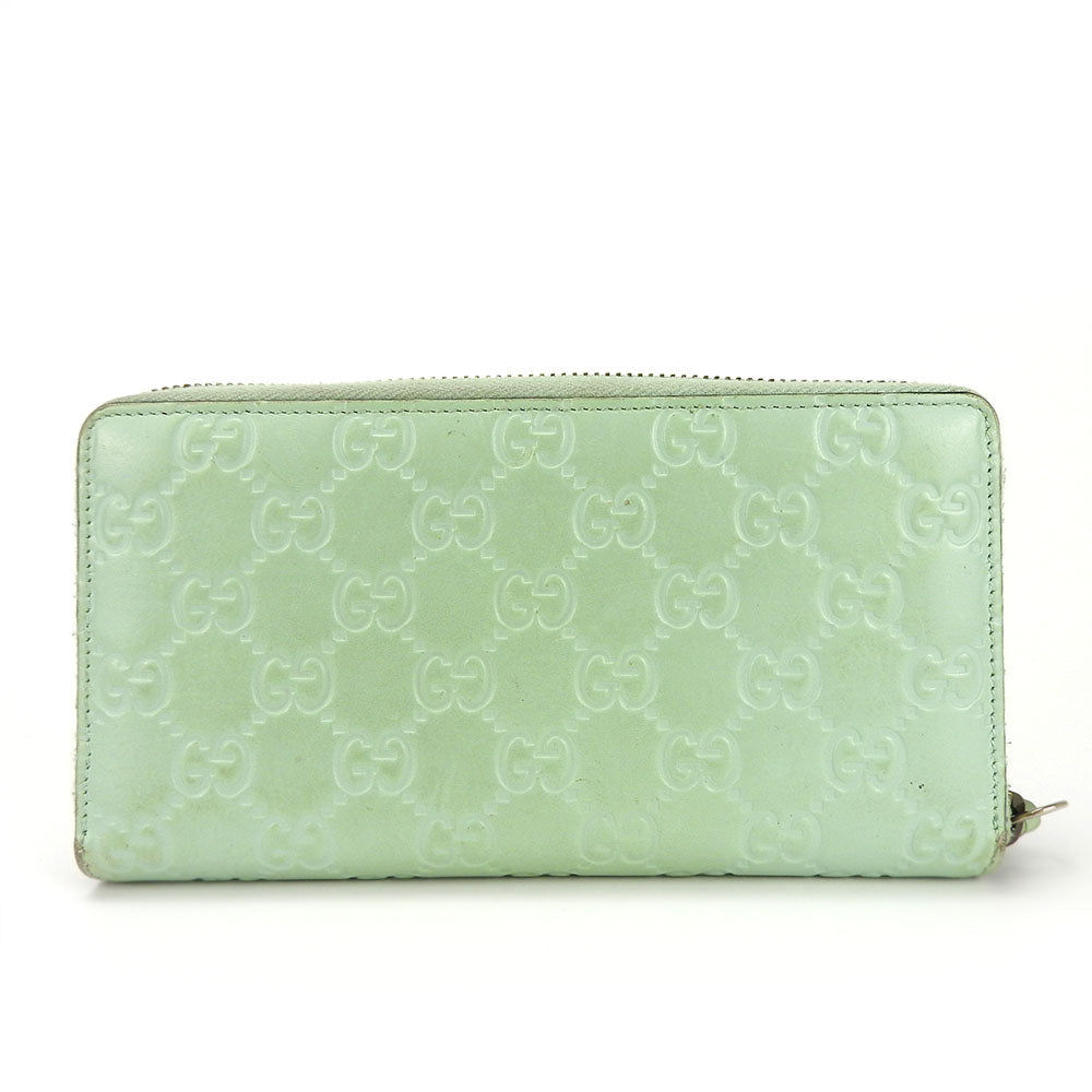 GUCCI Long Wallet Purse 548058 Sima leather Mint green Zip Around