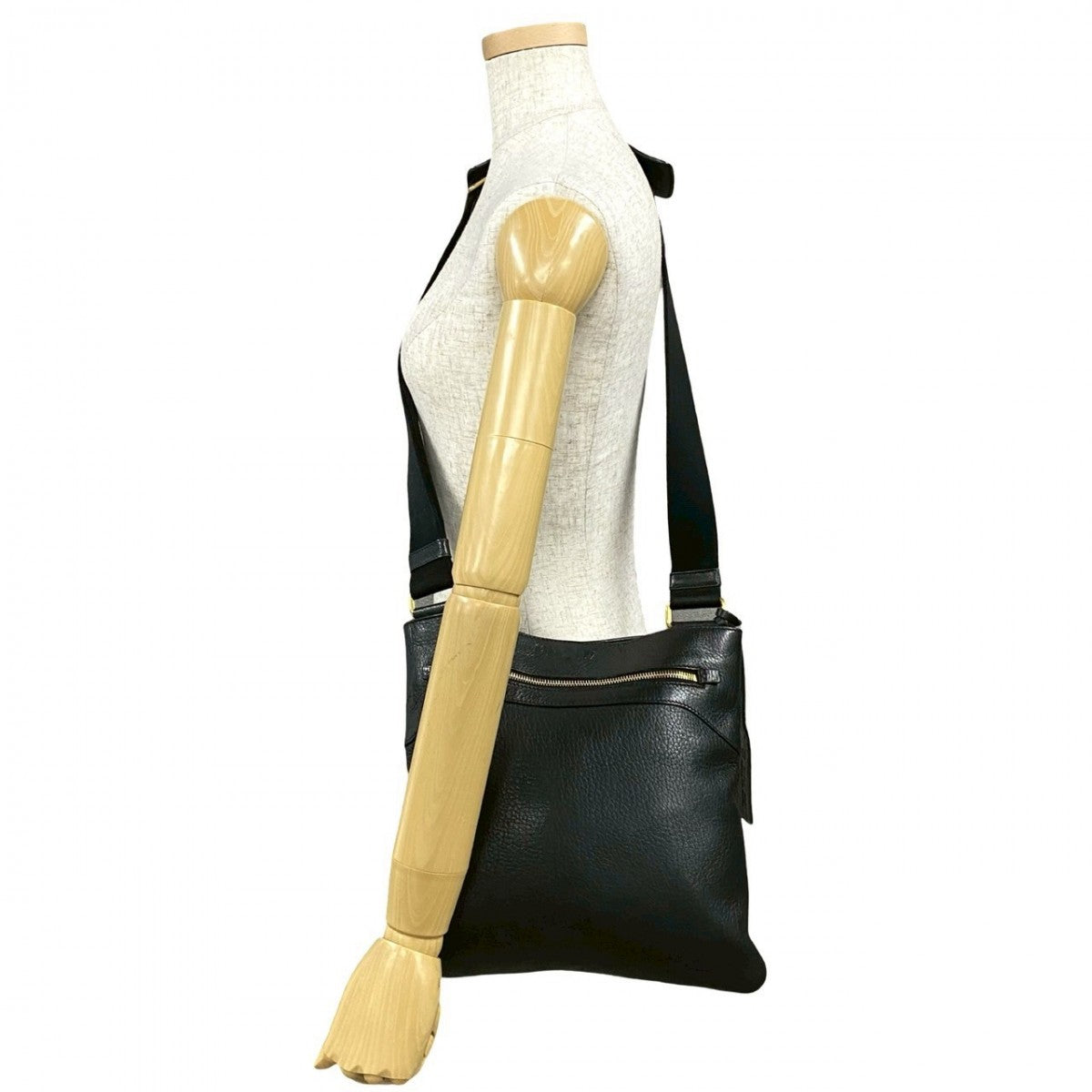 PRADA Shoulder Bag leather black Logo embossing Women