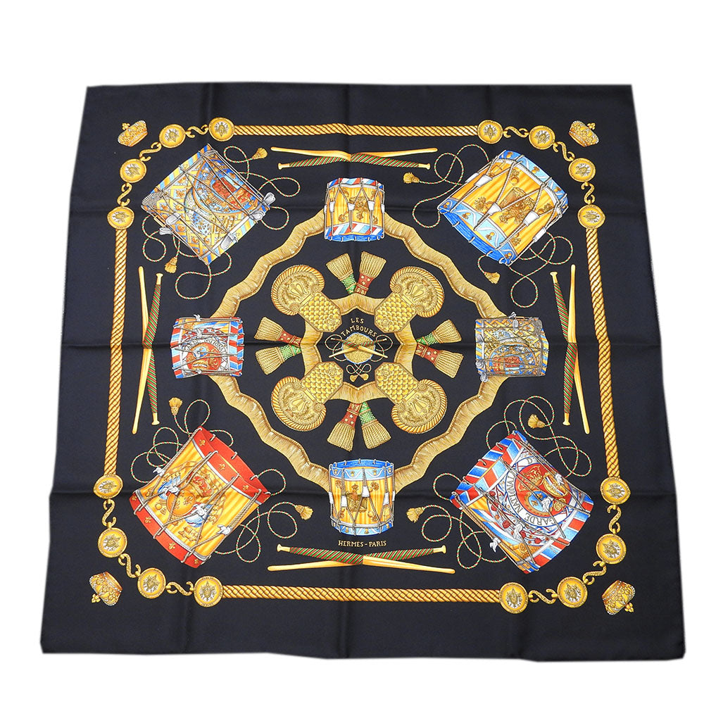HERMES scarf silk black Carre90 Women