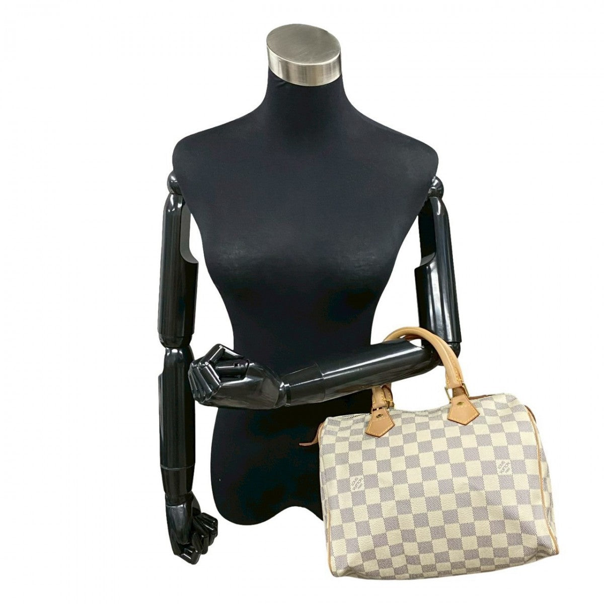 LOUIS VUITTON Handbag N41534 Leather, PVC gray Damier Azur Speedy 25 Women