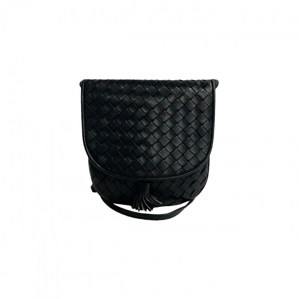 BOTTEGAVENETA Shoulder Bag leather black INTRECCIATO Tassel Women