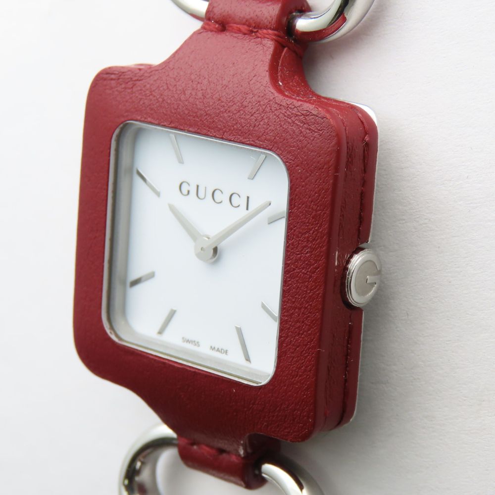 GUCCI Pocket watch Quartz 130.5 Stainless Steel Bordeauxtype Pendant watch white dial