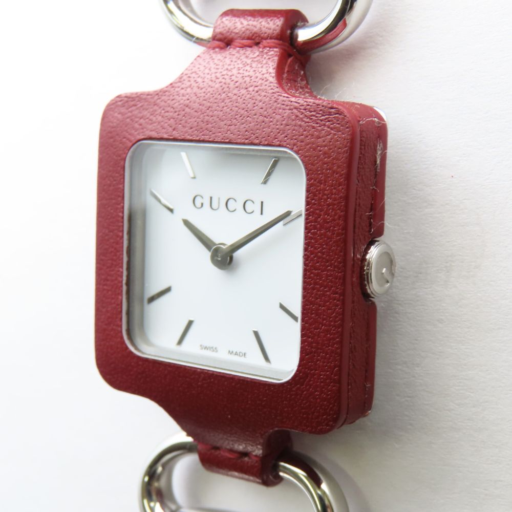 GUCCI Pocket watch Quartz 130.5 Stainless Steel Bordeauxtype Pendant watch white dial