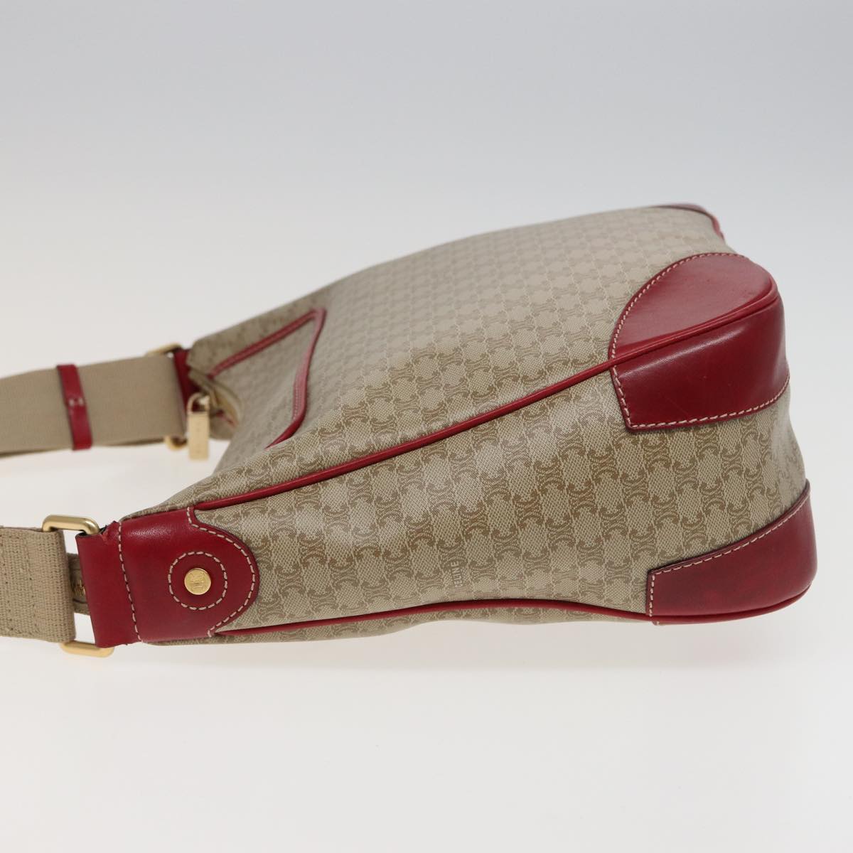 Luxury CELINE Macadam Canvas Shoulder Bag PVC Leather Beige Red  81863