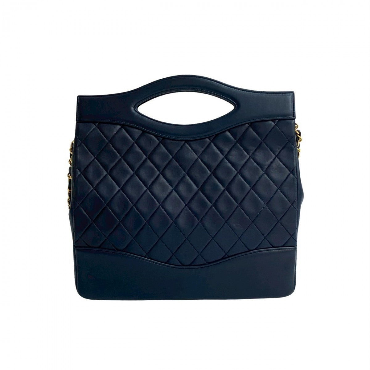 CHANEL Shoulder Bag lambskin Navy Matrasse