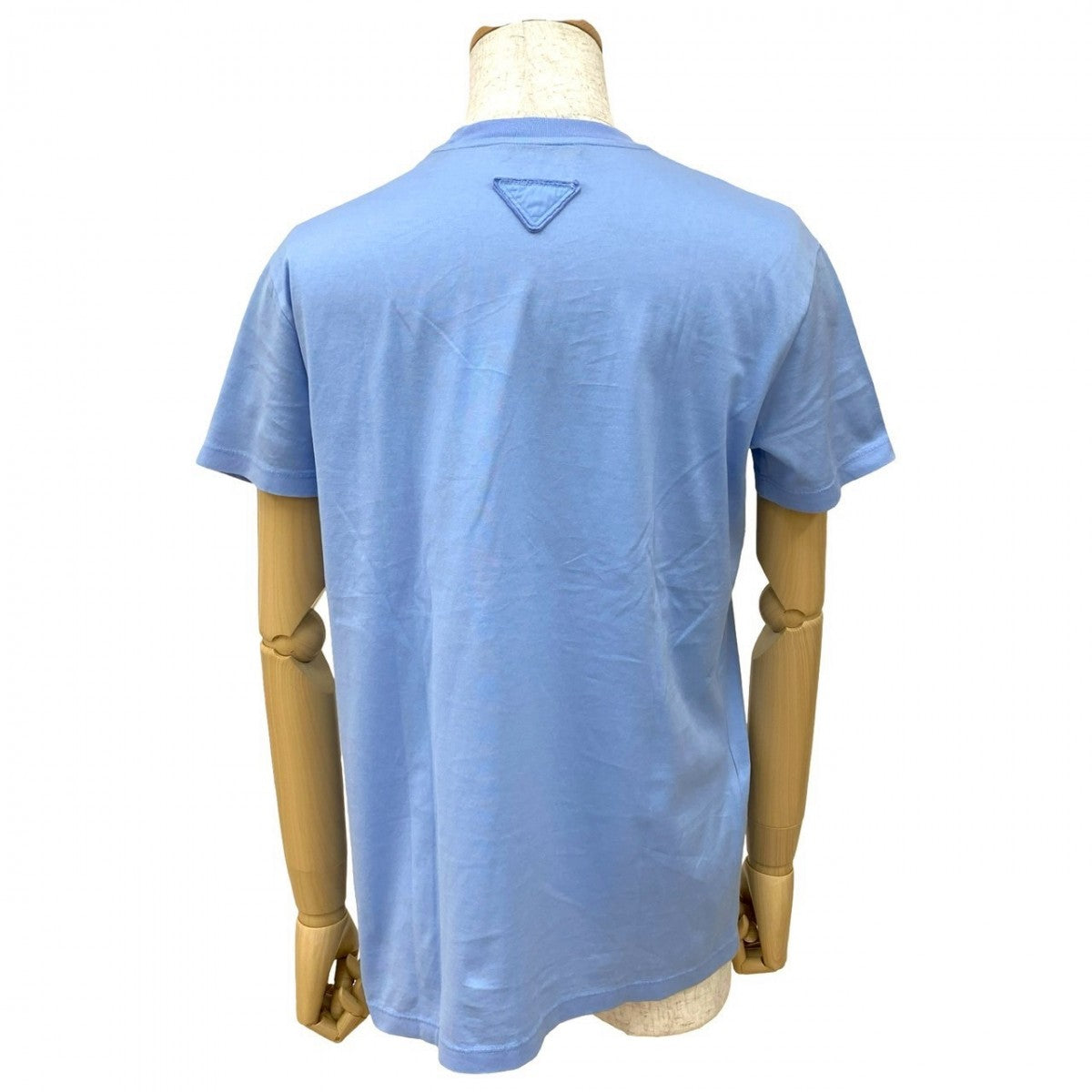 PRADA Short sleeve T-shirt cotton blue triangle motif mens M