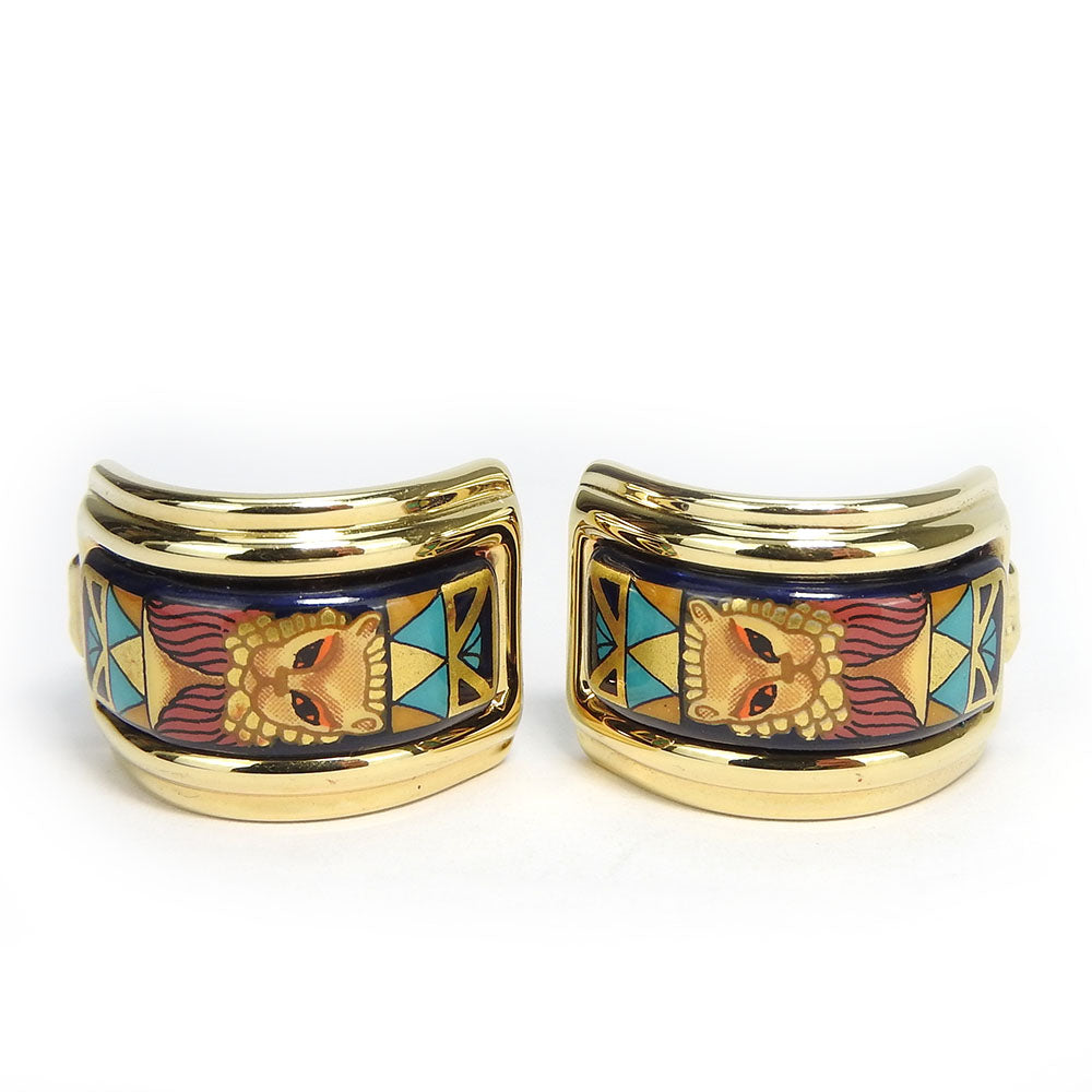 HERMES Earring Metal, Cloisonne multicolor Emile Women