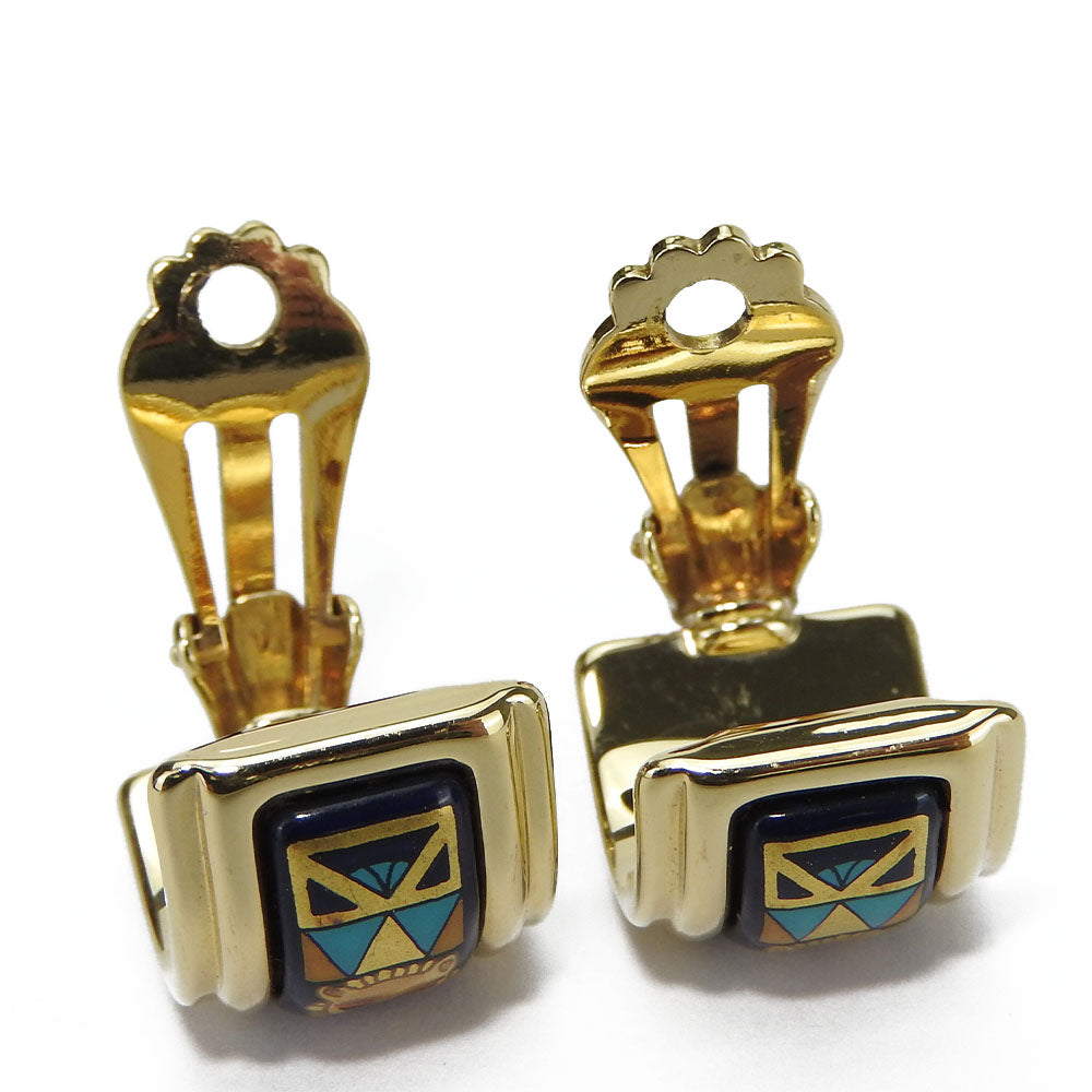 HERMES Earring Metal, Cloisonne multicolor Emile Women