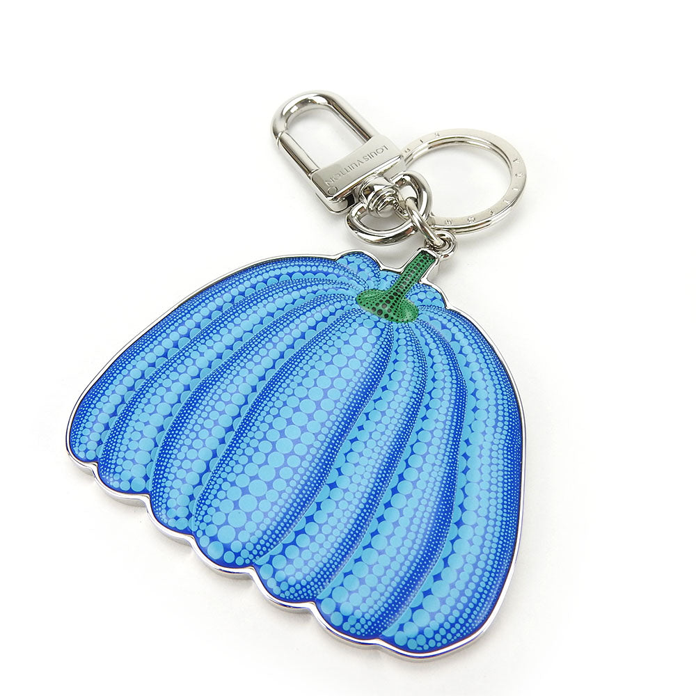 LOUIS VUITTON Key ring M01101 leather blue yayoi kusama Portocle Pumpkin