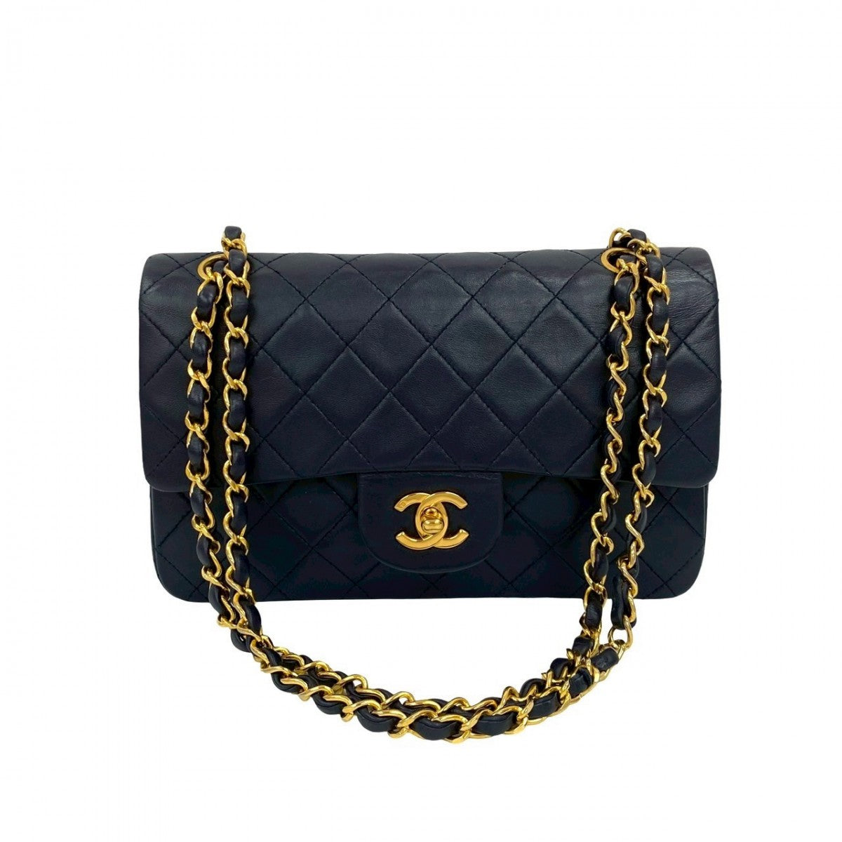 CHANEL Shoulder Bag lambskin Navy Matrasse