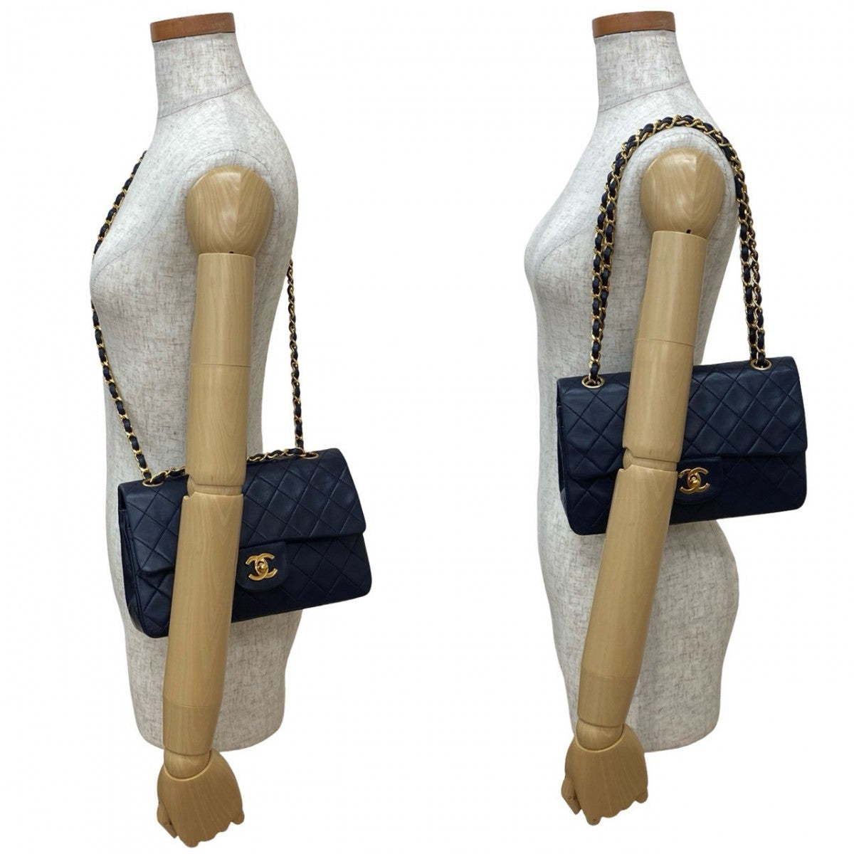 CHANEL Shoulder Bag lambskin Navy Matrasse