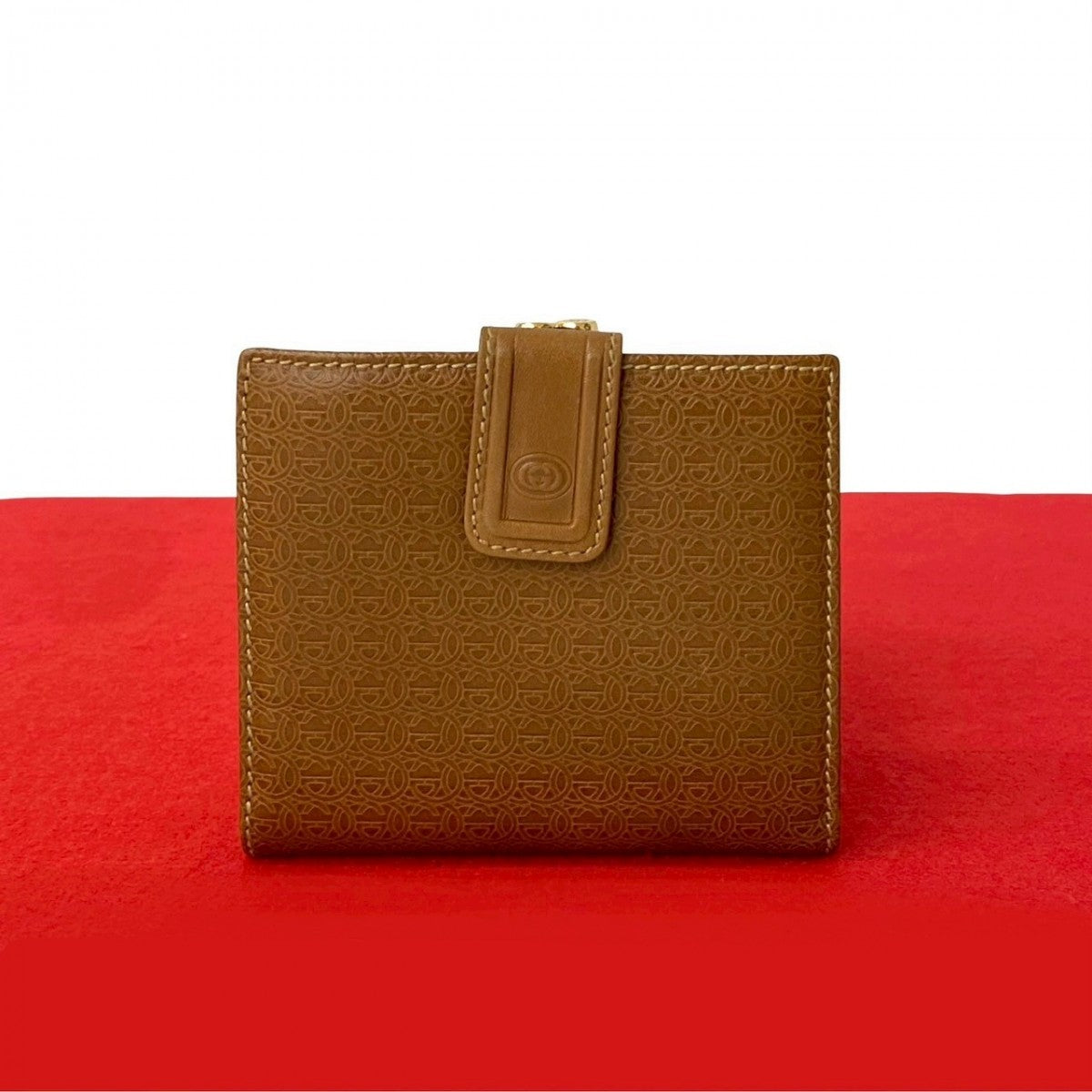 GUCCI Bifold Wallet leather Brown Gamaguchi GG logo Women(Unisex)