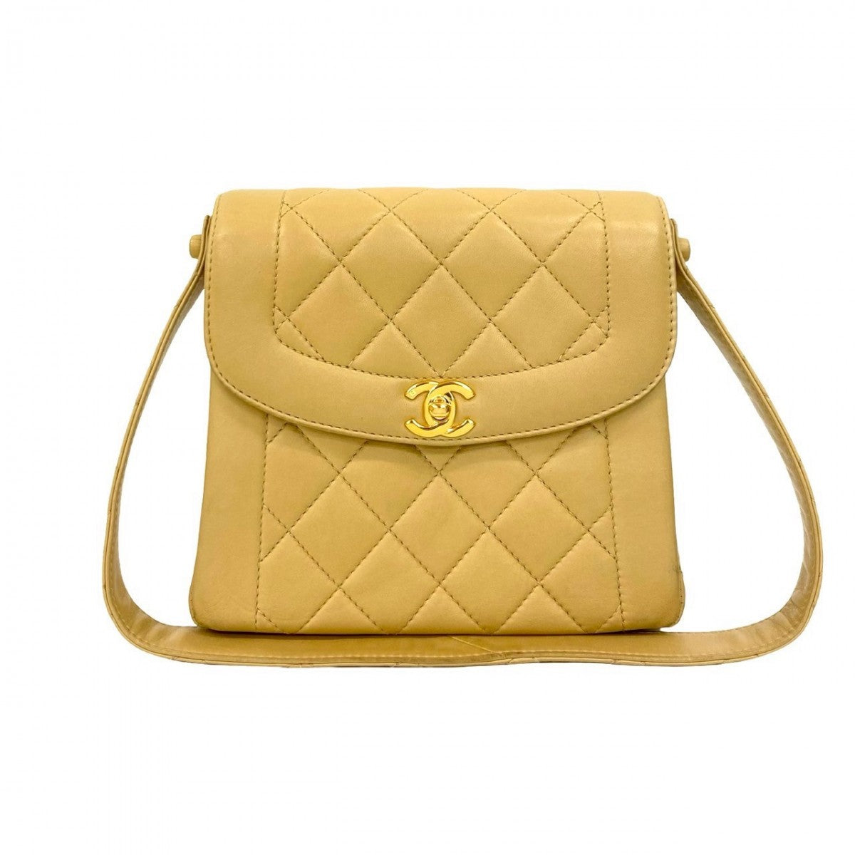 CHANEL Shoulder Bag lambskin beige COCO Mark Matrasse Women