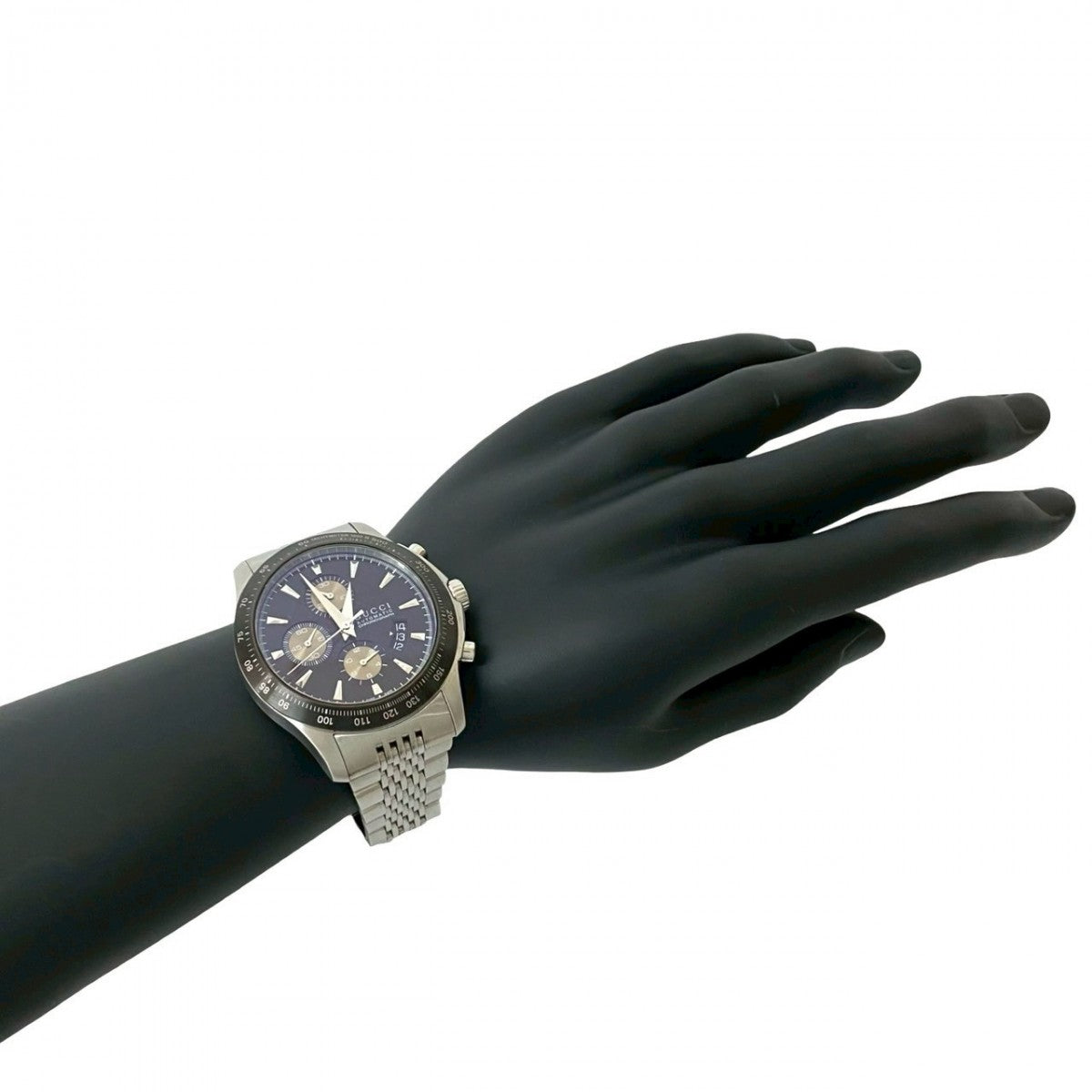 GUCCI Watches Stainless steel Silver G Timeless Chronograph black dial