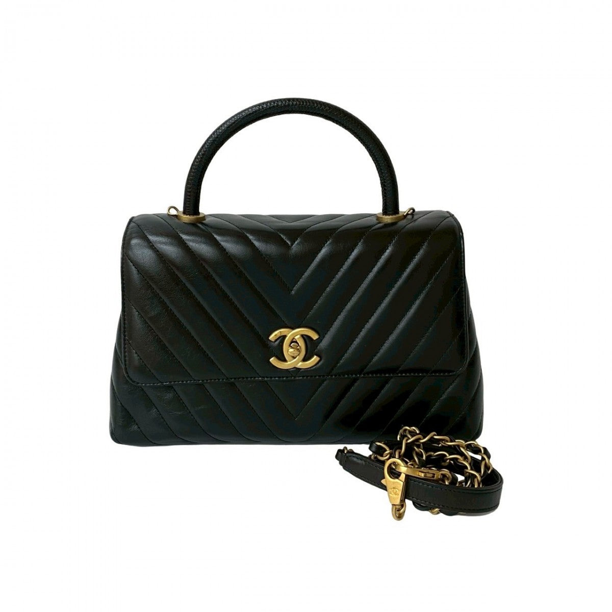 CHANEL Shoulder Bag leather black