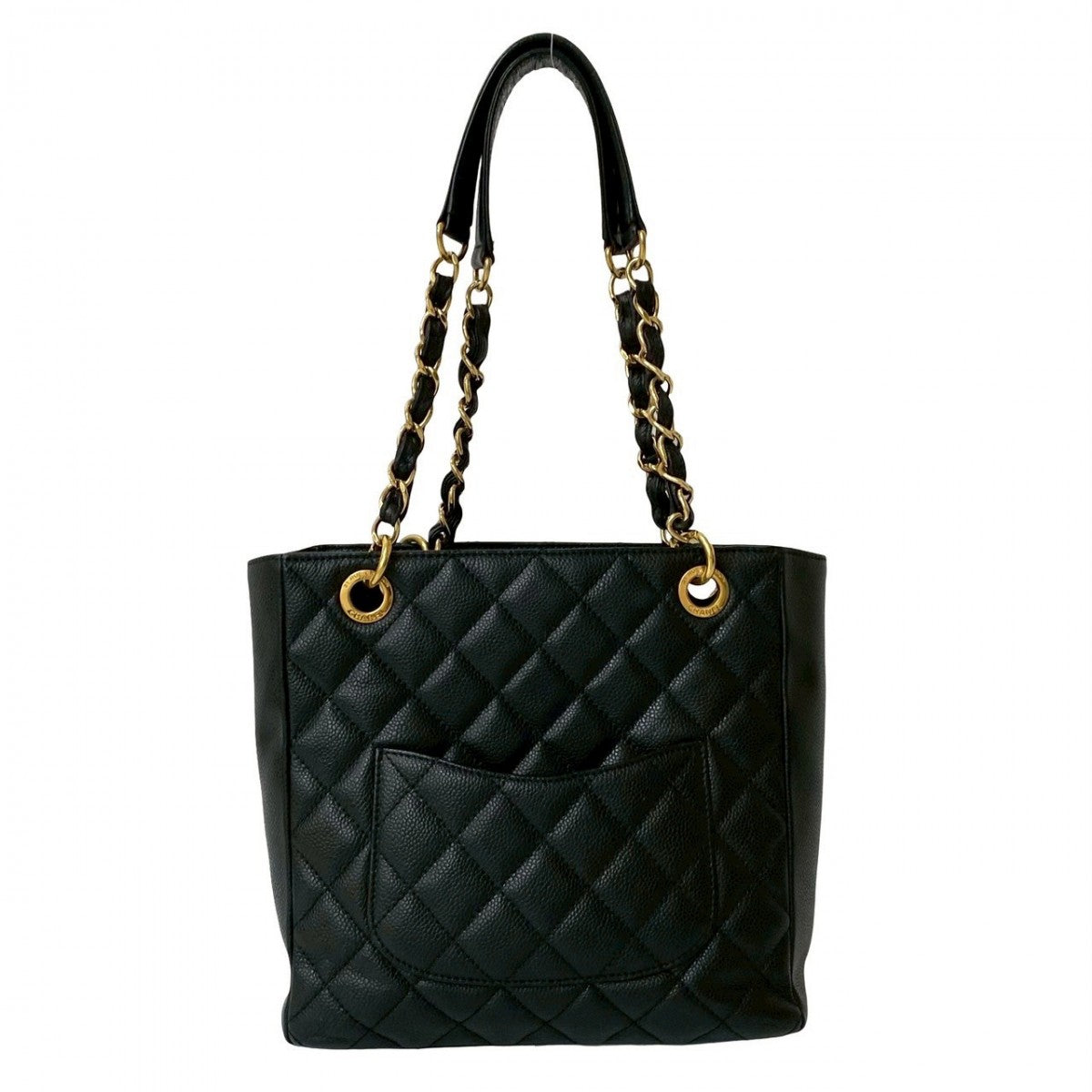 CHANEL Tote Bag Matt caviar skin black