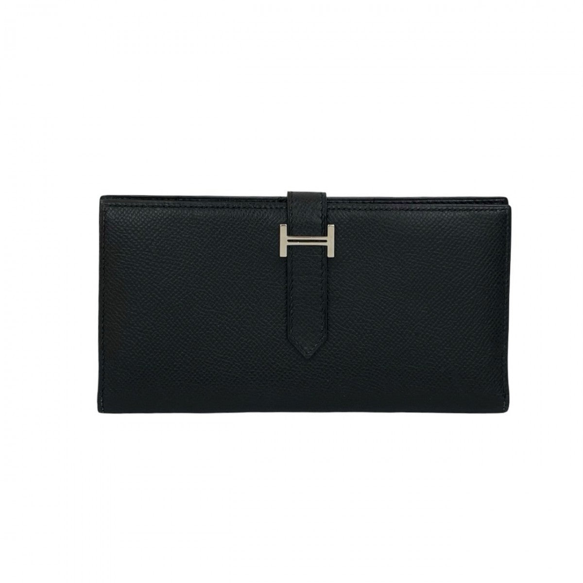 HERMES Long Wallet Purse Epsom black bean soufflé