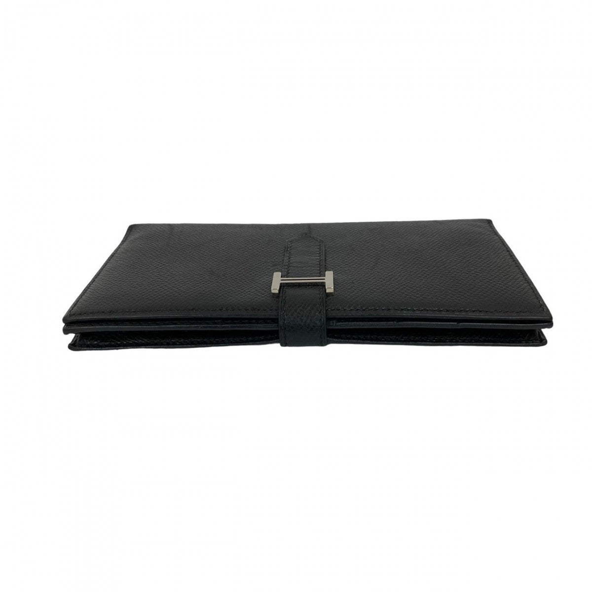 HERMES Long Wallet Purse Epsom black bean soufflé