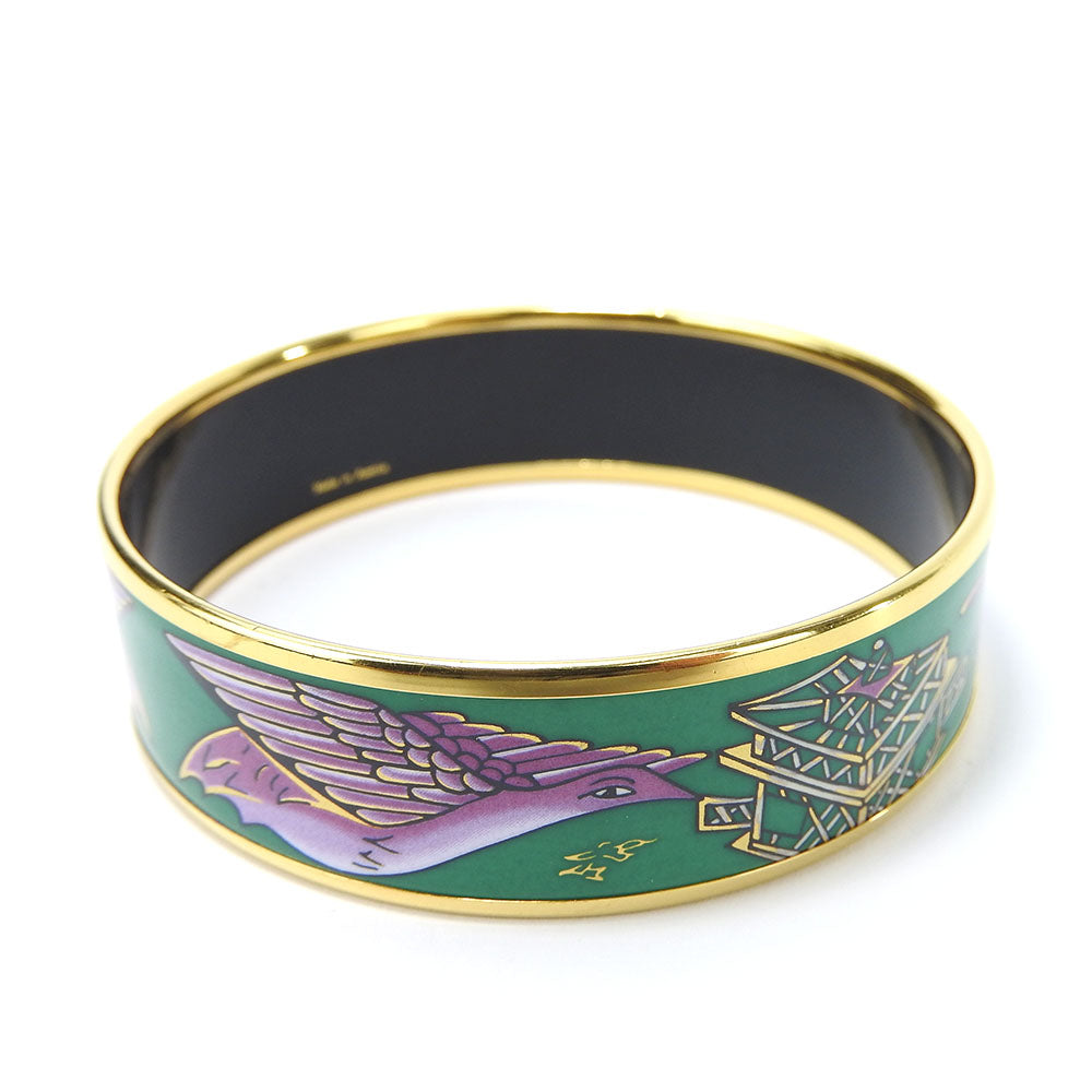 HERMES bracelet Metal, Enamel green Emilel GM Women