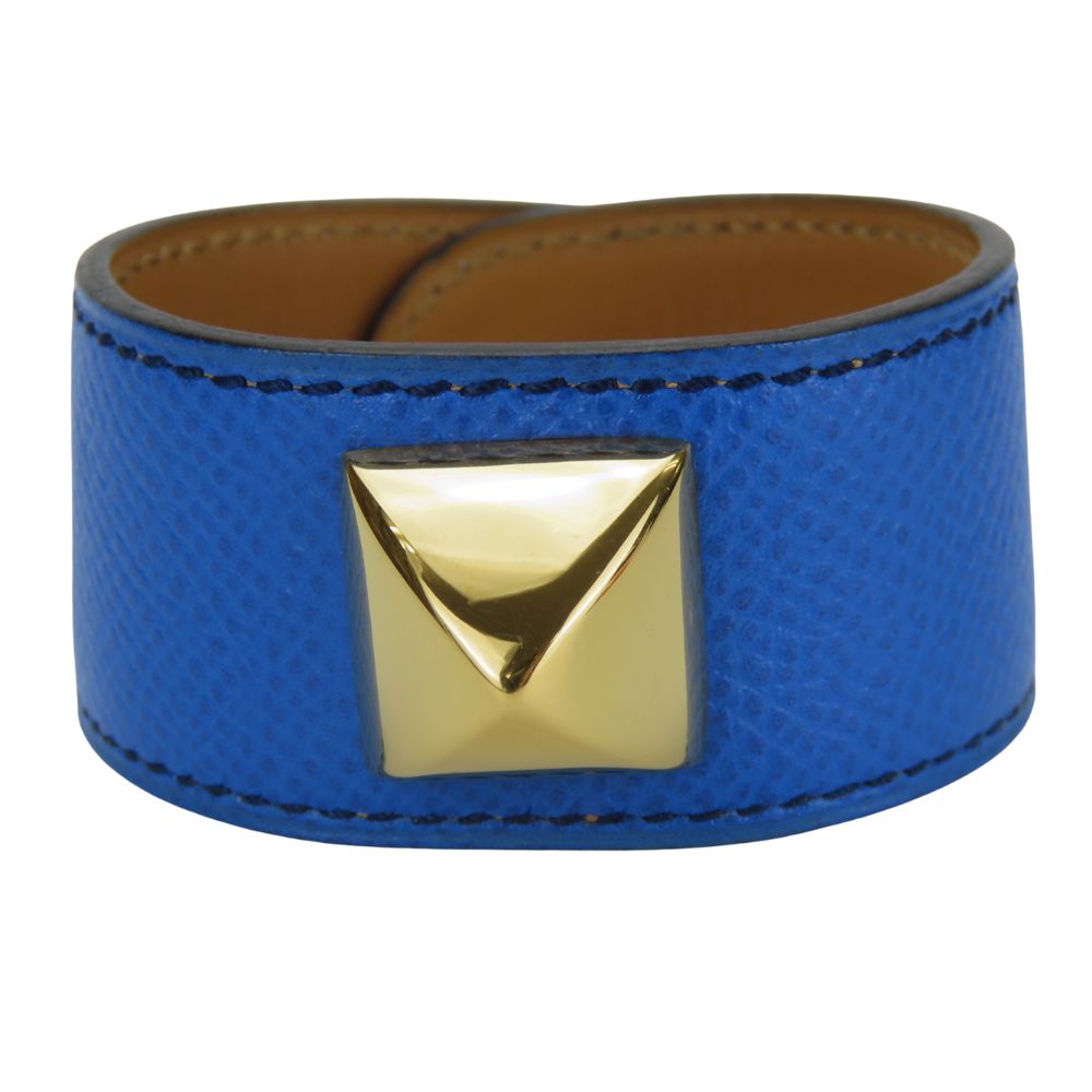 HERMES bracelet Leather, Metal blue Medor Women