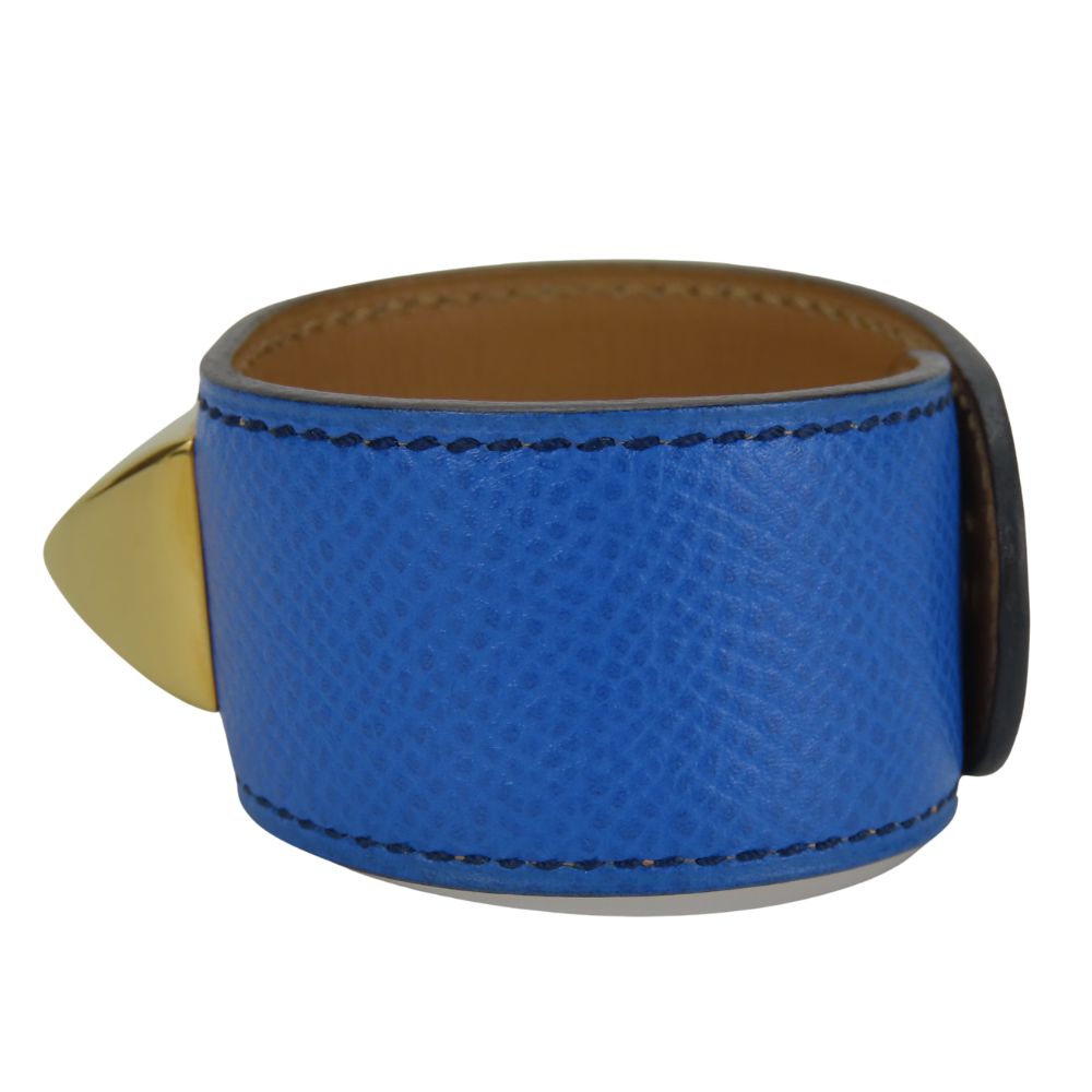 HERMES bracelet Leather, Metal blue Medor Women
