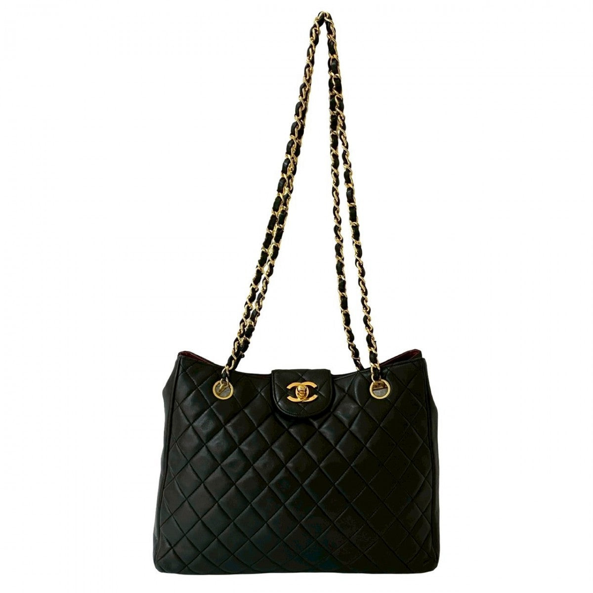 CHANEL Tote Bag lambskin black Matrasse