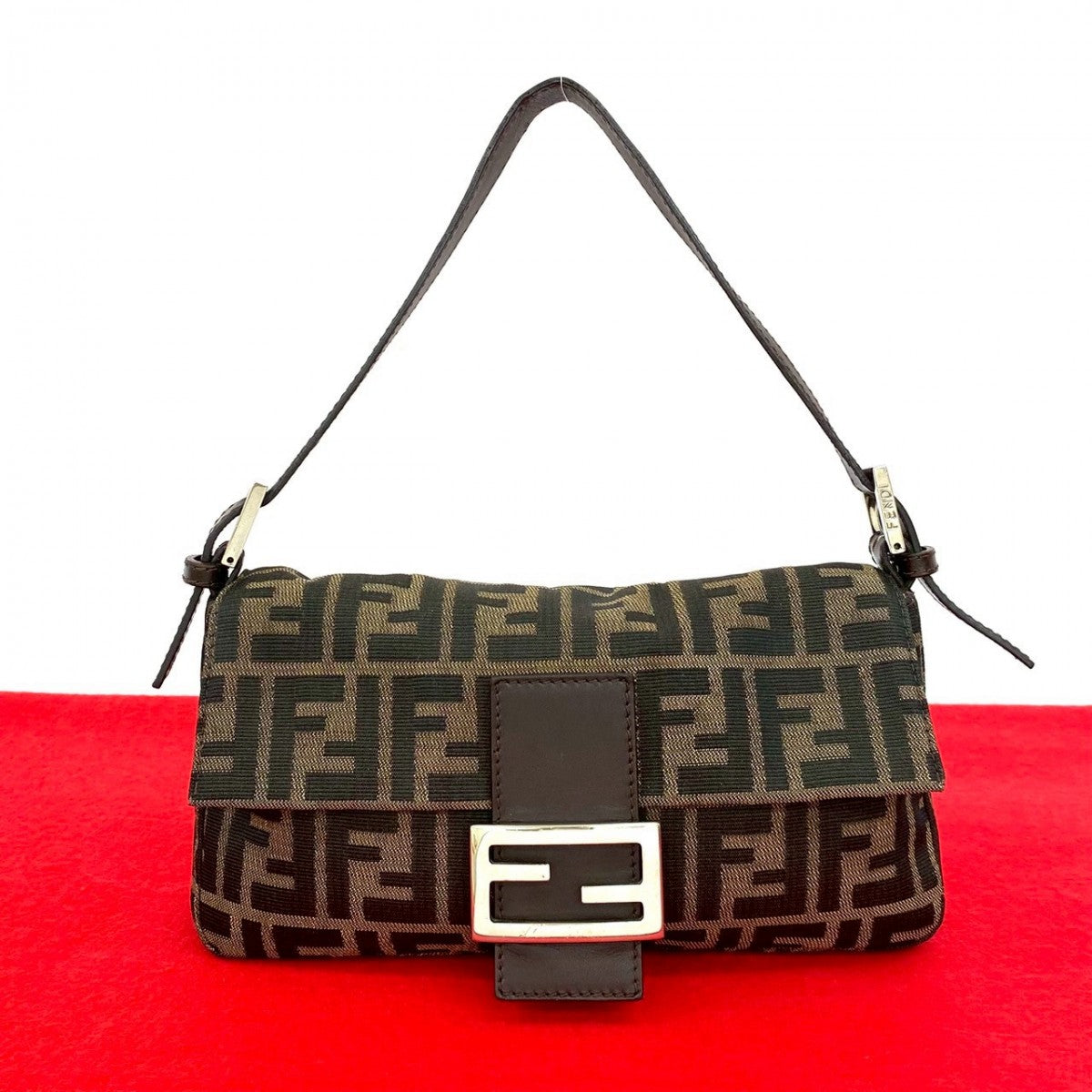 FENDI Shoulder Bag canvas Brown Mamma Bucket