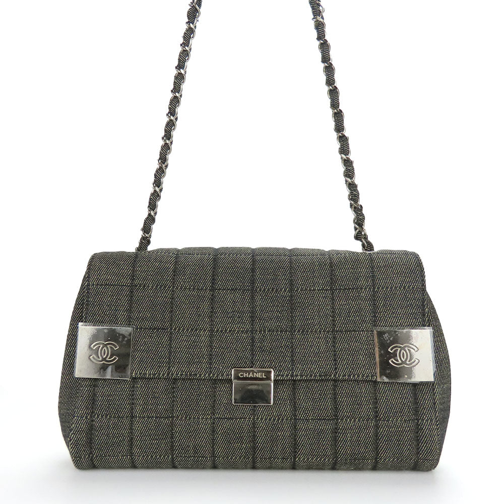 CHANEL Shoulder Bag A17567 denim Navy Chocolate bar