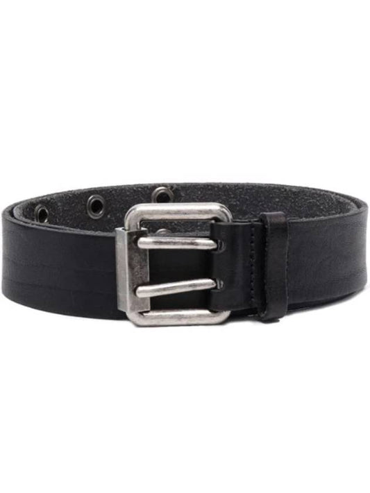 Luxury Saint Laurent Trending 2025 Square Buckle Leather Belt Black