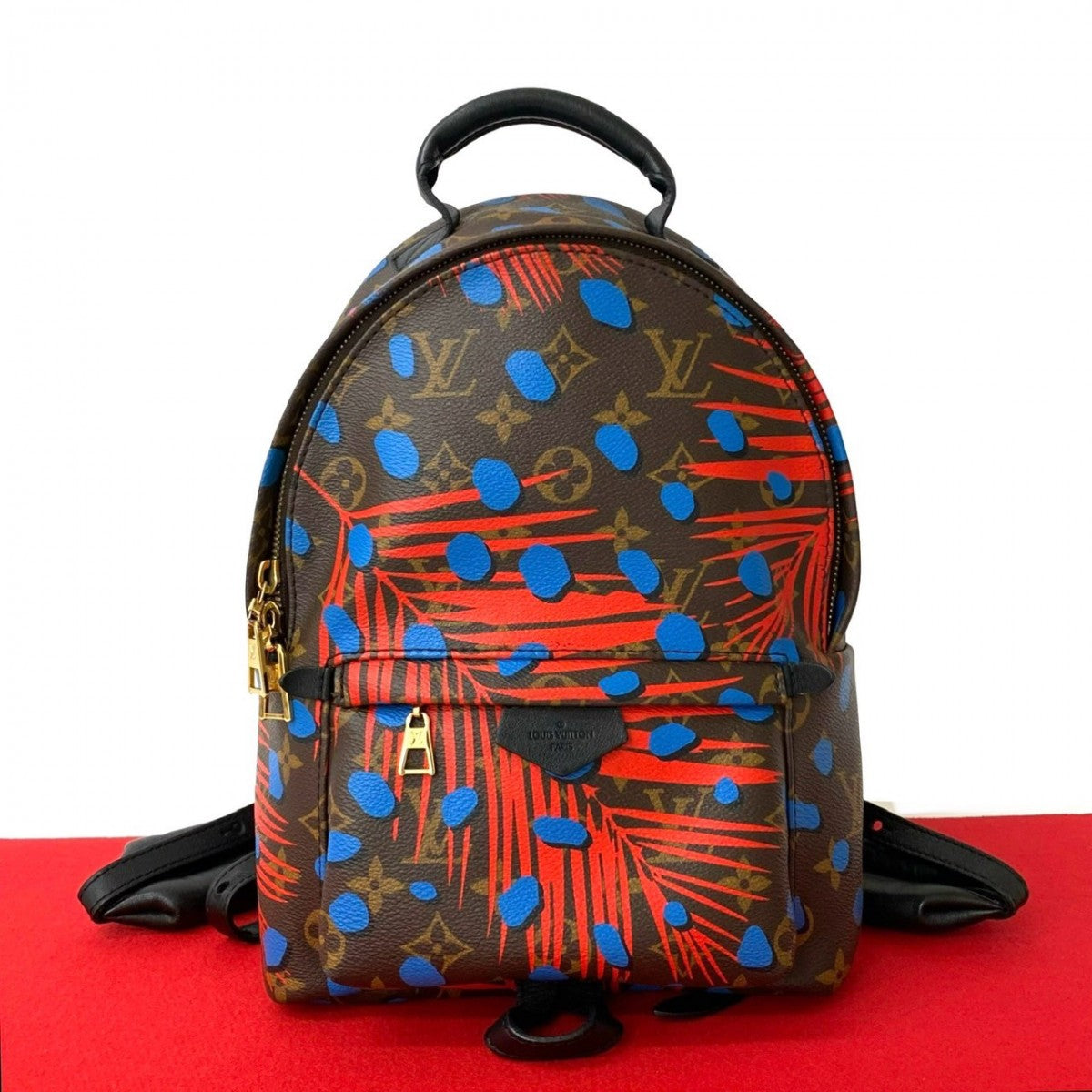 LOUIS VUITTON Backpack leather Brown Monogram jungle dot Palm Springs