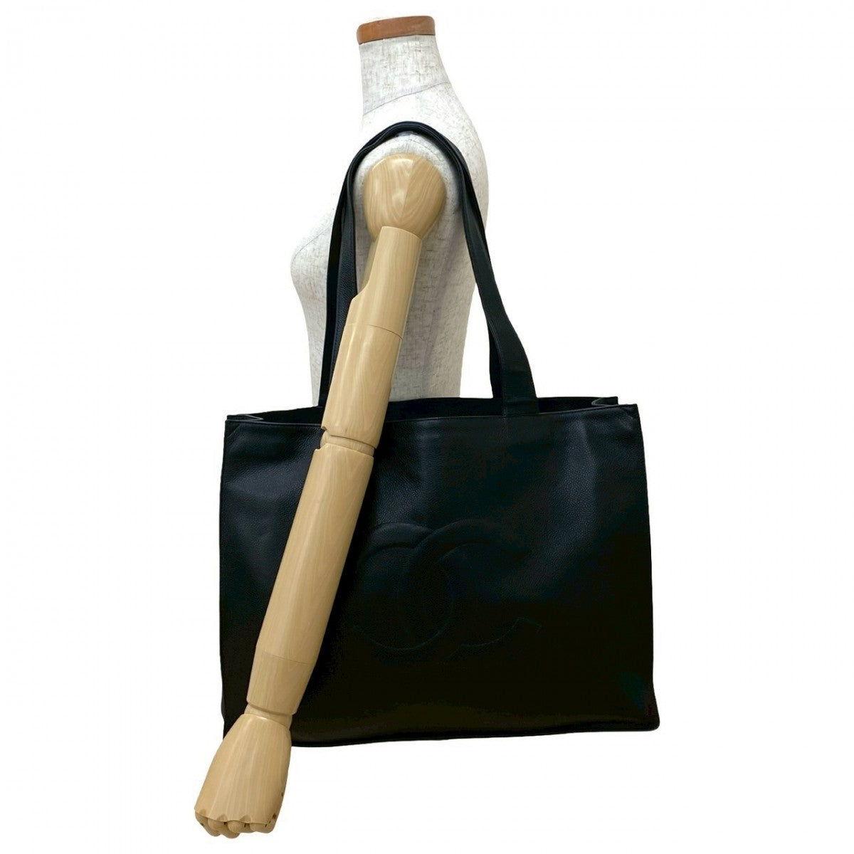 CHANEL Tote Bag Matt caviar skin black