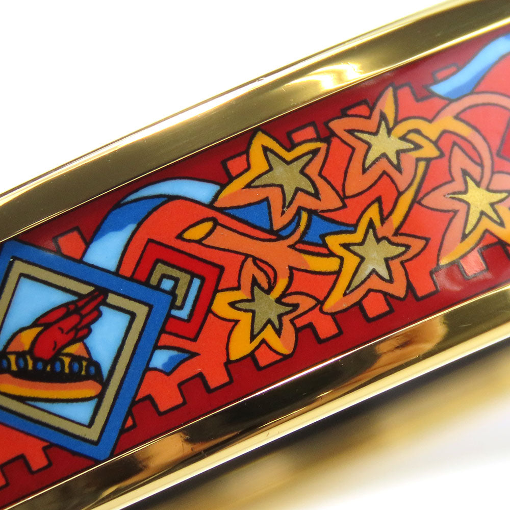 HERMES Bangle Metal, Enamel Red Emile Women