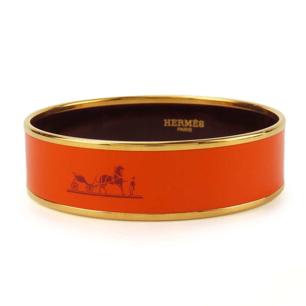 HERMES Bangle Metal, Cloisonne Orange Emilel GM Women