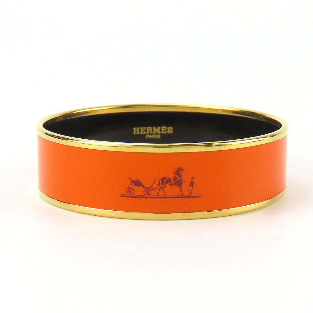 HERMES Bangle Metal, Cloisonne Orange Emilel GM Women
