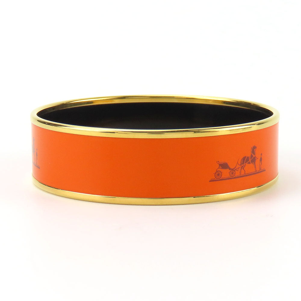 HERMES Bangle Metal, Cloisonne Orange Emilel GM Women
