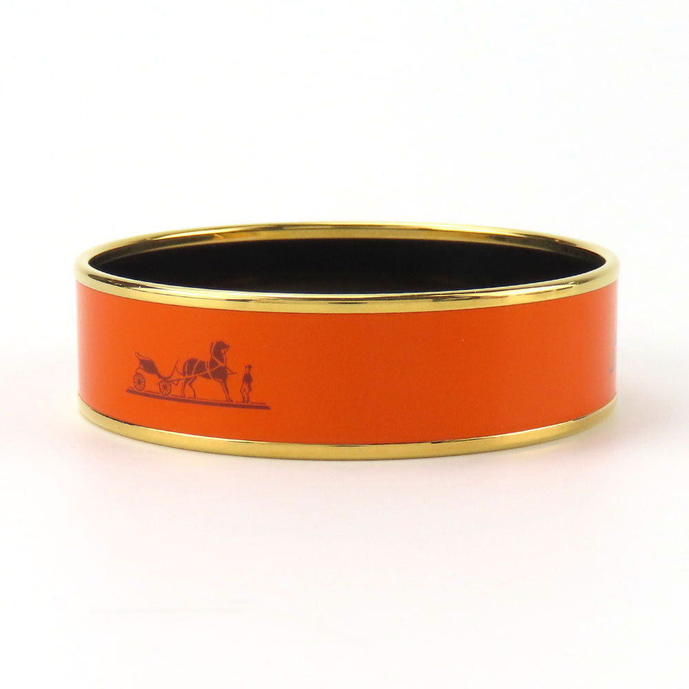 HERMES Bangle Metal, Cloisonne Orange Emilel GM Women