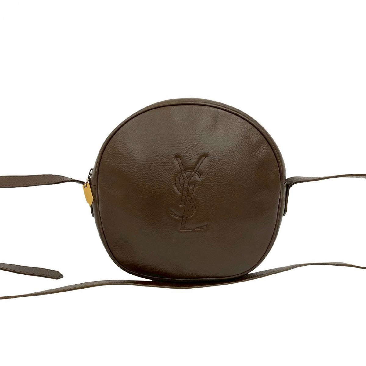 YVES SAINT LAURENT Shoulder Bag leather Brown YSL logo Women