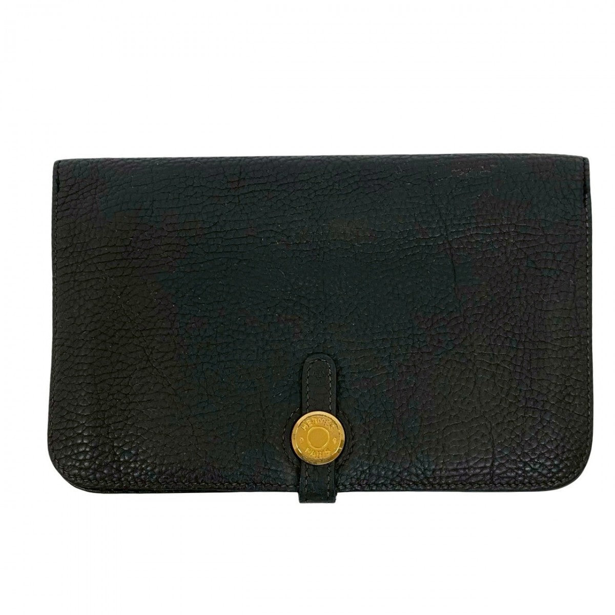 HERMES Bifold Wallet Taurillon Clemence black Dogon GM