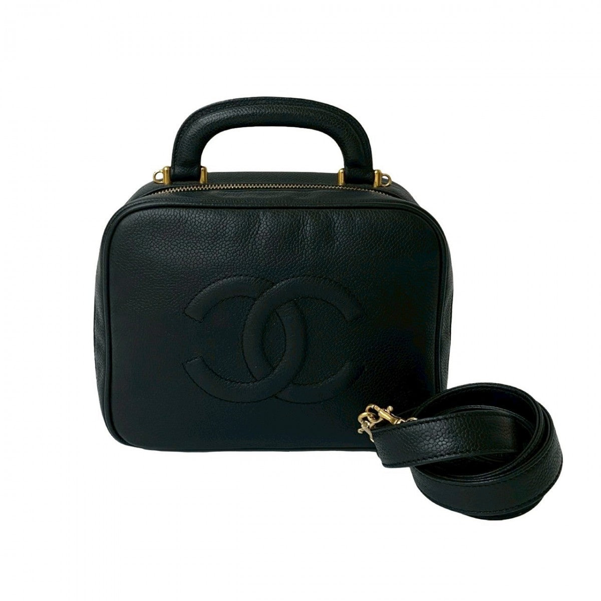 CHANEL Shoulder Bag Matt caviar skin black