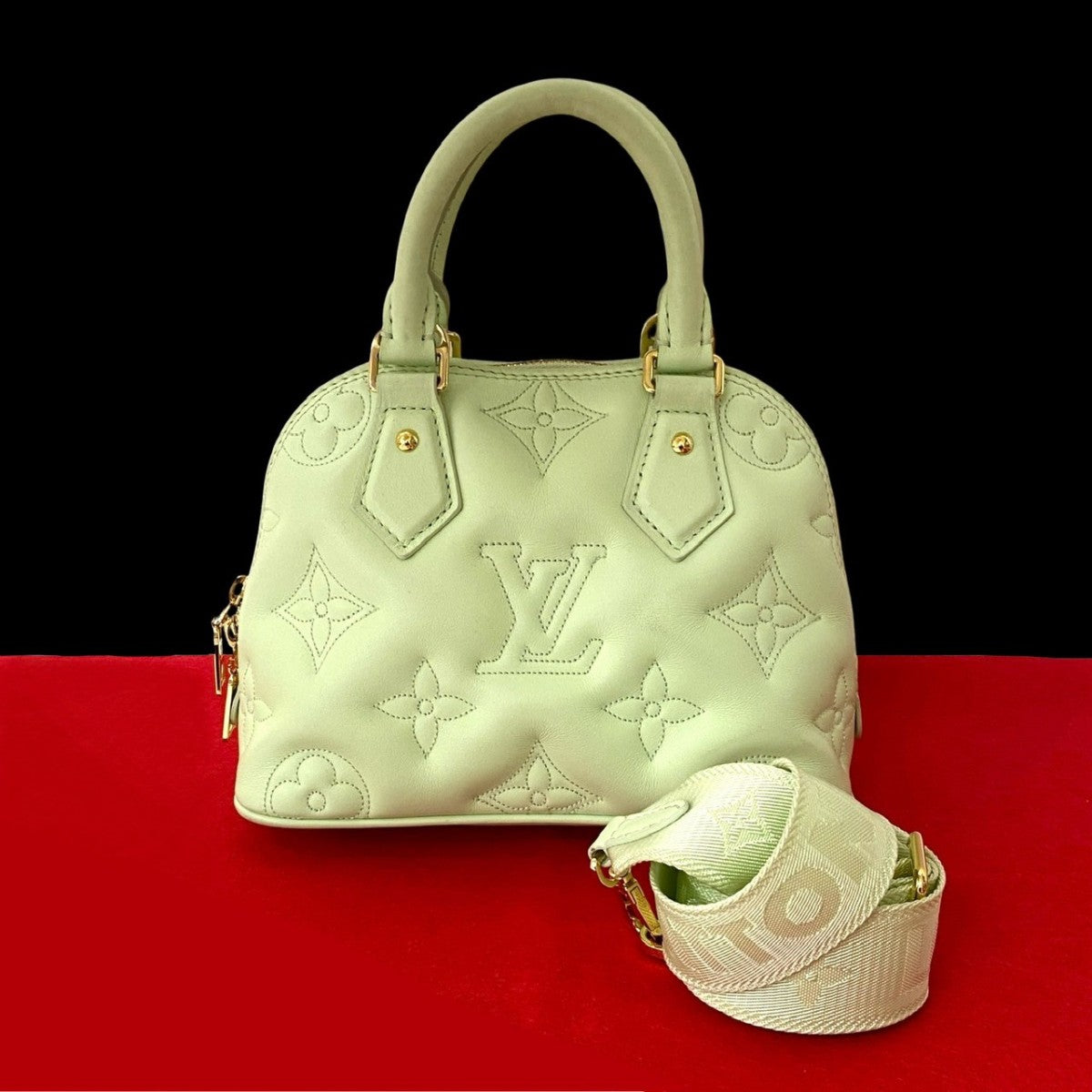 LOUIS VUITTON Shoulder Bag M20855 leather Mint green bubble glam Almasoft BB