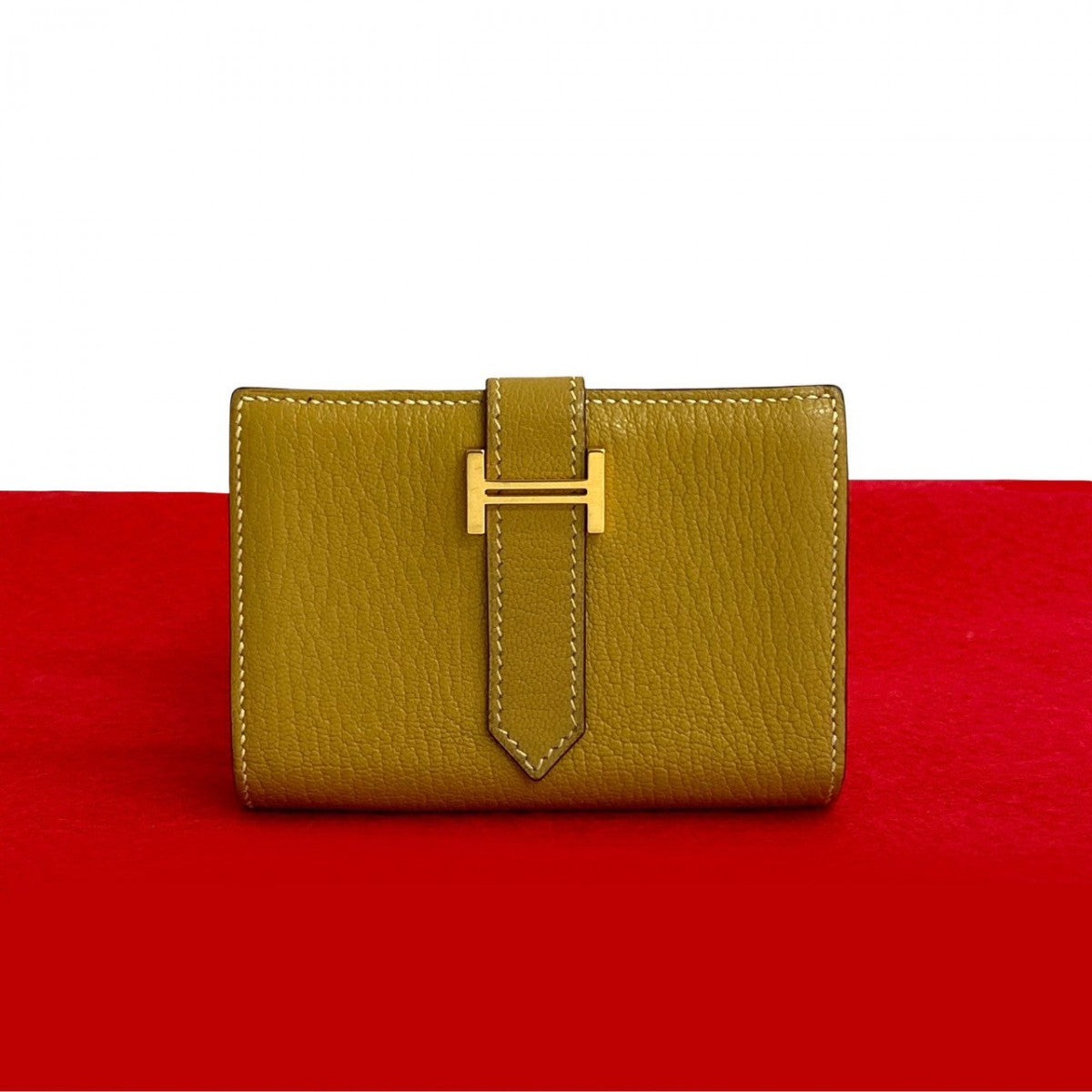 HERMES Card Case Shave yellow Bearn Mini