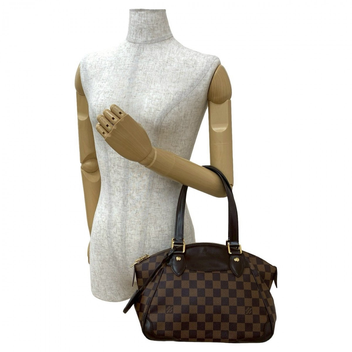 LOUIS VUITTON Handbag leather Brown Damier Verona PM