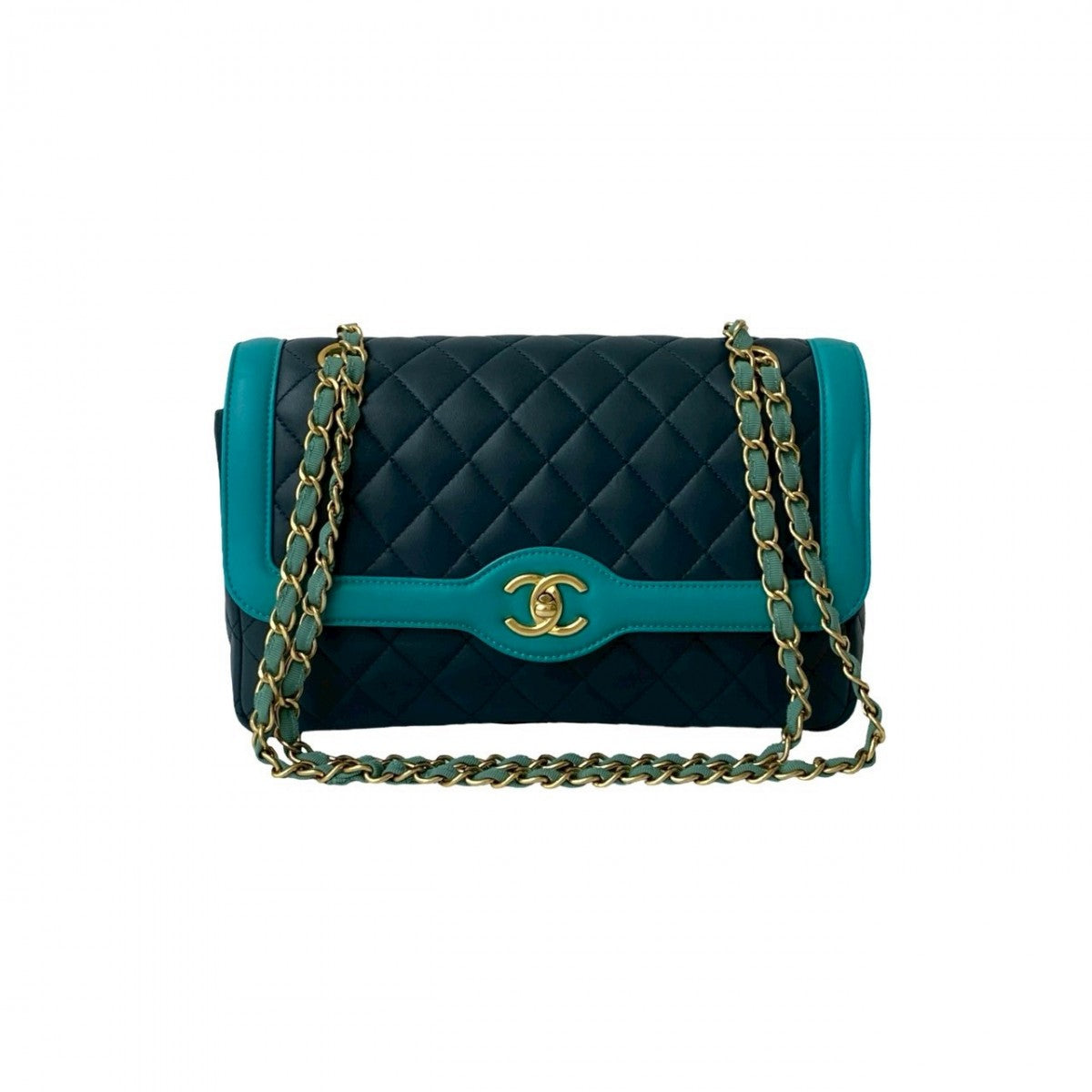 CHANEL Shoulder Bag lambskin Navy Matrasse
