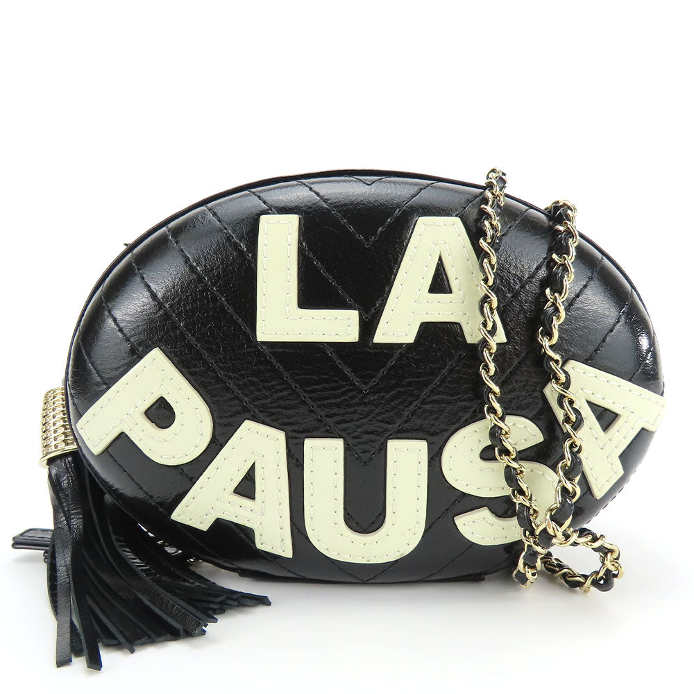 CHANEL Shoulder Bag leather black La Pauza