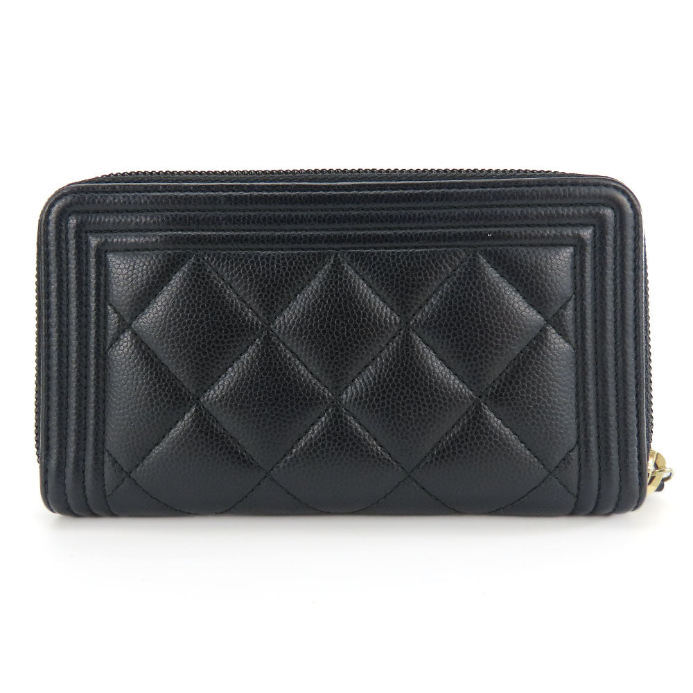 CHANEL Coin case Caviar skin black Boy chanel